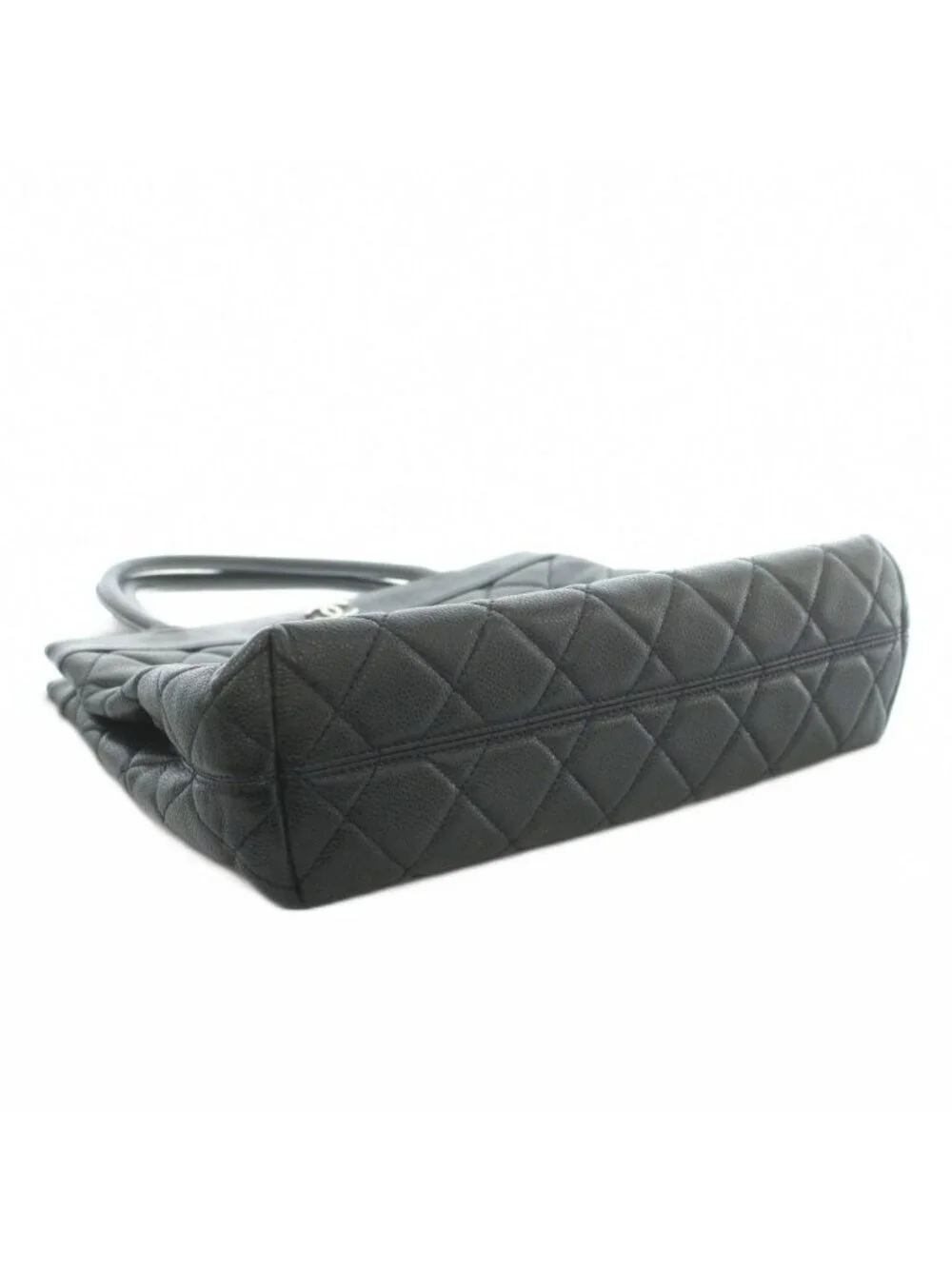 Chanel Quilted Caviar Leather Tote Bag Hand CC Logo Black